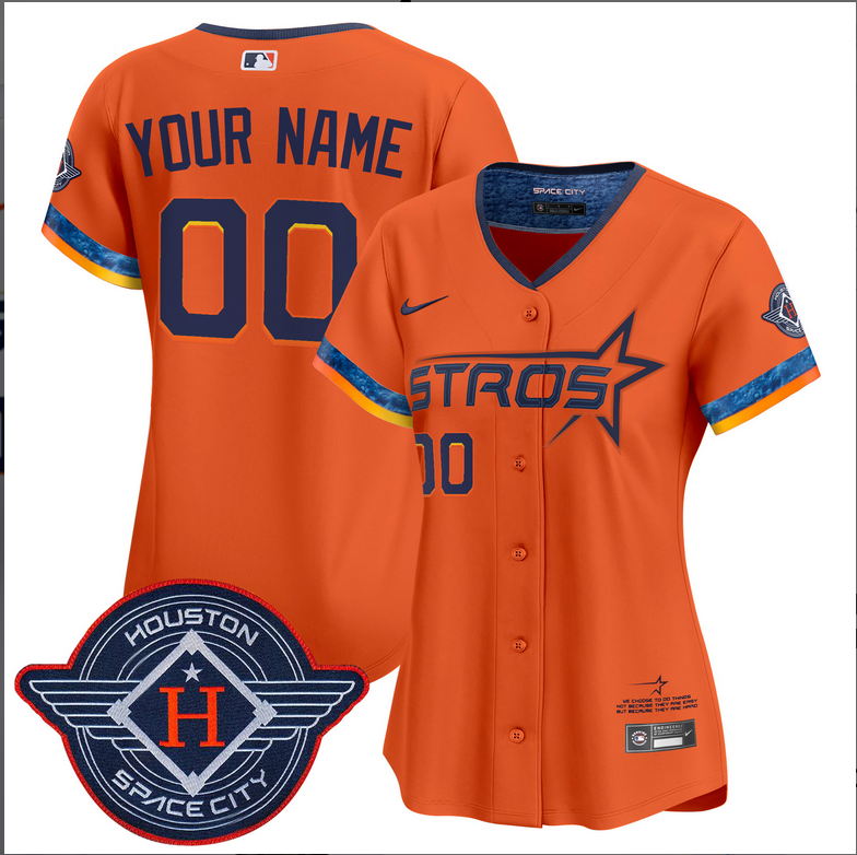Women Houston Astros 2025 City Connect Vapor orange Limited Custom Stitched Jersey